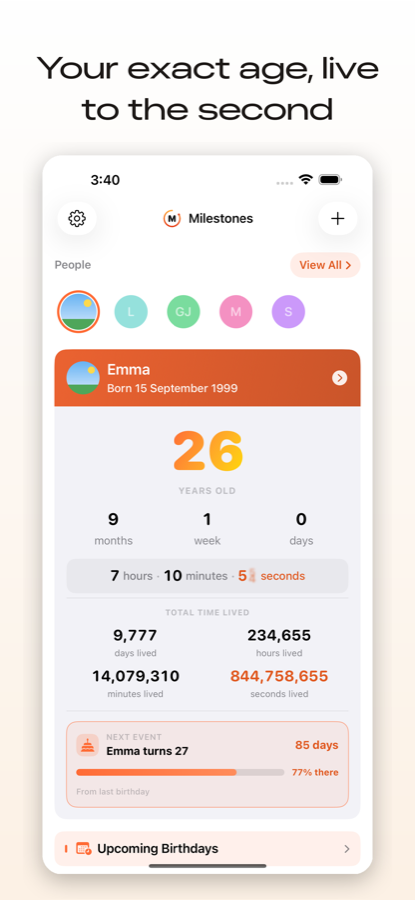 Milestones screenshot